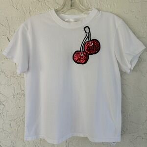Victoria Beckham Cherry Sequin Patch T-Shirt‎ Womens XS